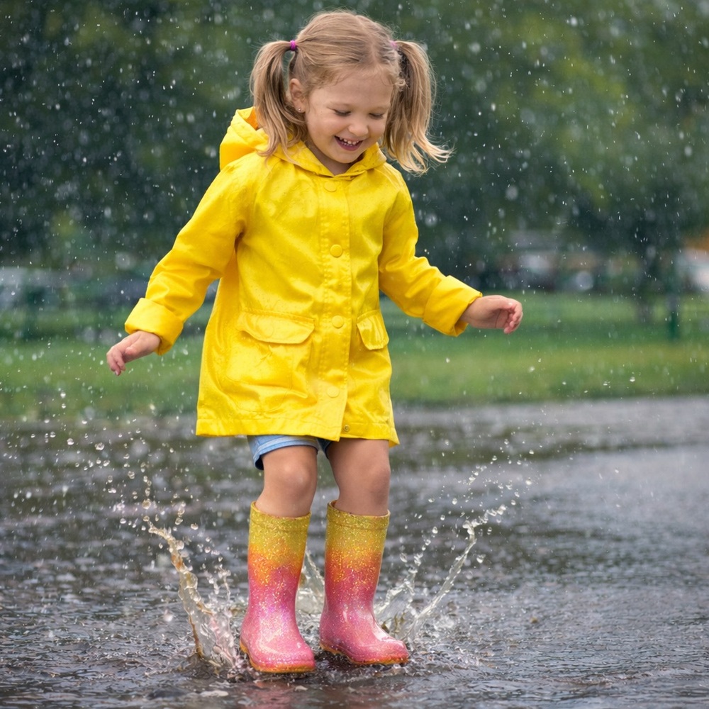 Cat & Jack Glitter Ombre Rain Boots Pink Yellow Size 2 Girls